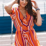 Full Of Spirit Front Tie Stripe Romper in Orange Image - 1