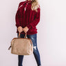 Lattes And Snuggles Cable Knit Chenille Sweater In Wine Image - 1