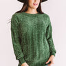 Lattes And Snuggles Cable Knit Chenille Sweater In Olive Image - 1