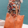 Weekend In NYC Faux Leather Tote In Maple Image - 1