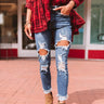 The Etta High Waist Distressed Ankle Skinny in Dark Wash Image - 1