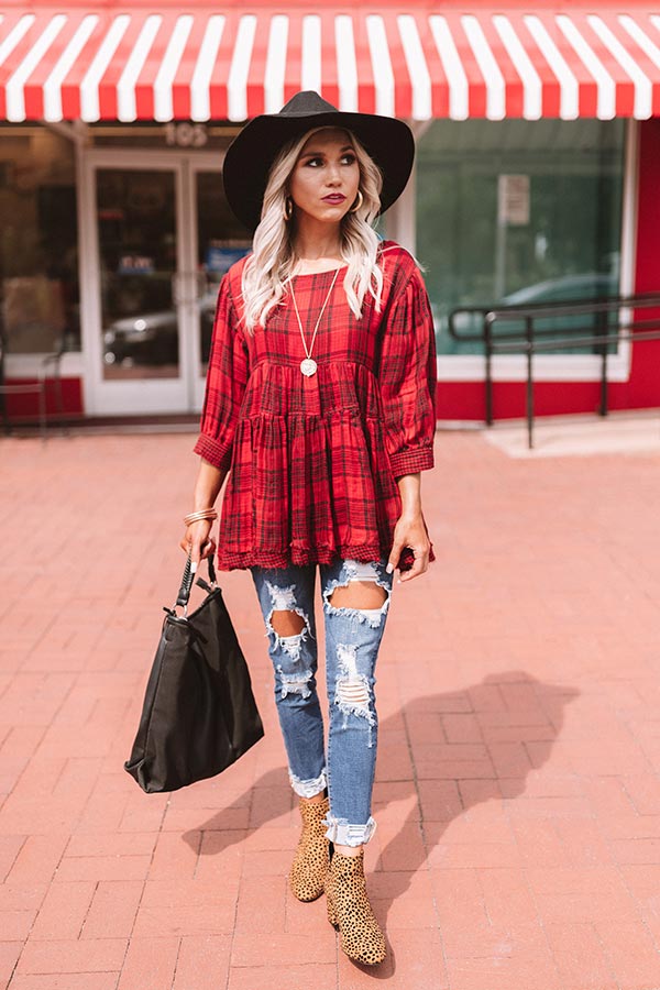 Fall Farmer's Market Babydoll Top in Red