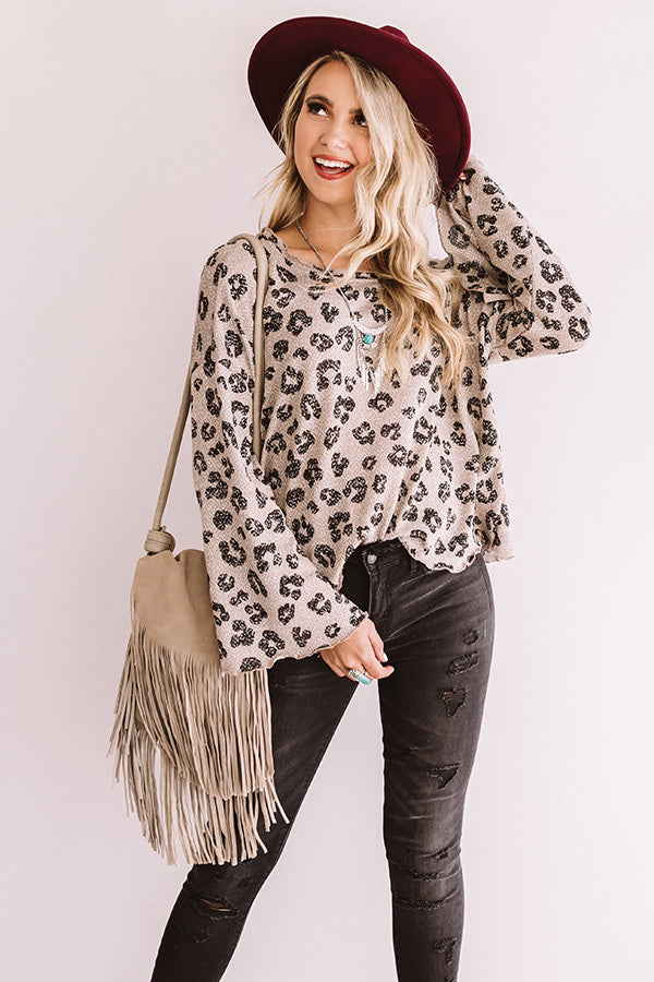 Iced Mocha Moment Leopard Shift Top In Taupe Image - 1
