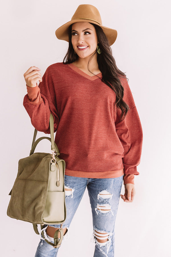 Campfire Kisses Waffle Knit Shift Top Image - 1