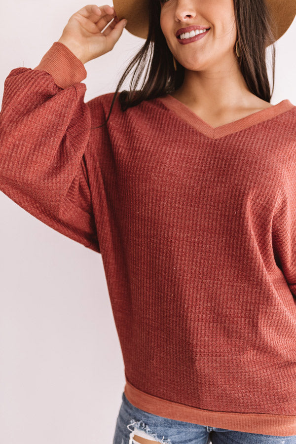 Campfire Kisses Waffle Knit Shift Top Image - 2