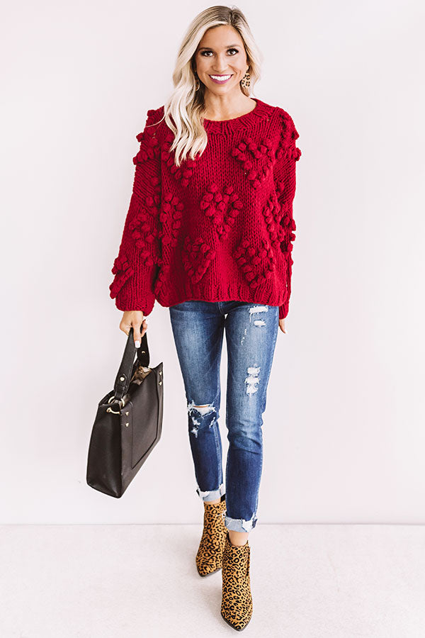 Lover Of Life Hand-Knit Sweater In Red Image - 1