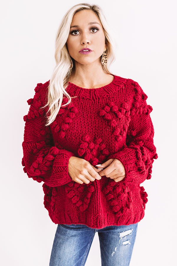 Lover Of Life Hand-Knit Sweater In Red Image - 2