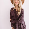 Cabins And Kisses Henley Shift Top In Purple Image - 1