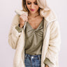 Toasty In Tahoe Reversible Sherpa Jacket In Sage Image - 1
