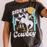 Ride'em Cowboy Distressed Boyfriend Tee In Black Image - 1