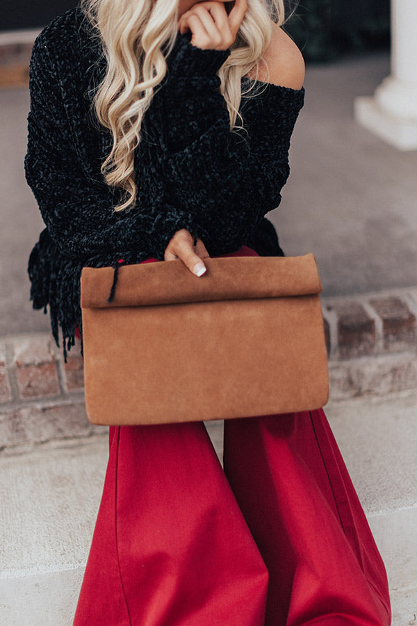 Brooklyn Happy Hour Faux Suede Clutch In Brown