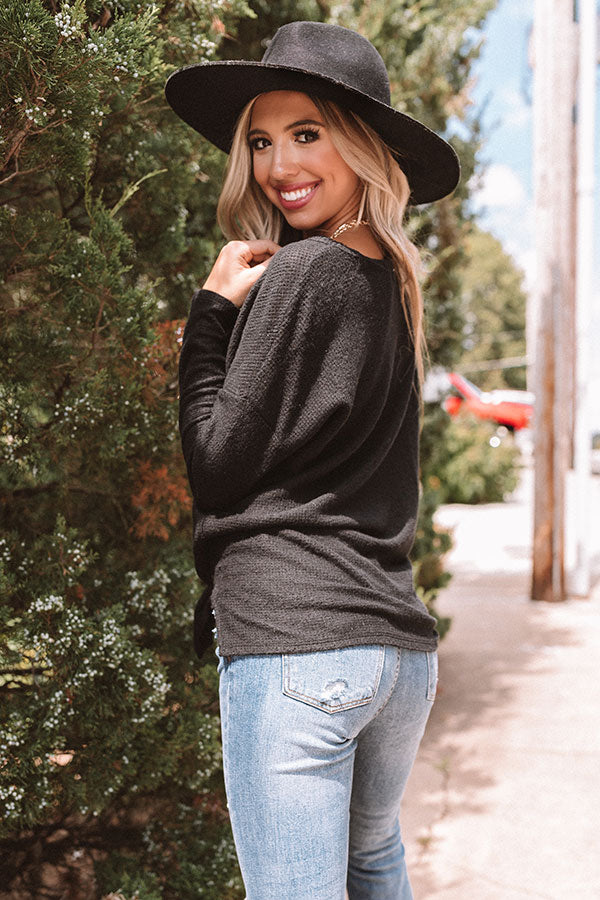 Set Me Free Waffle Knit Top In Black Image - 3