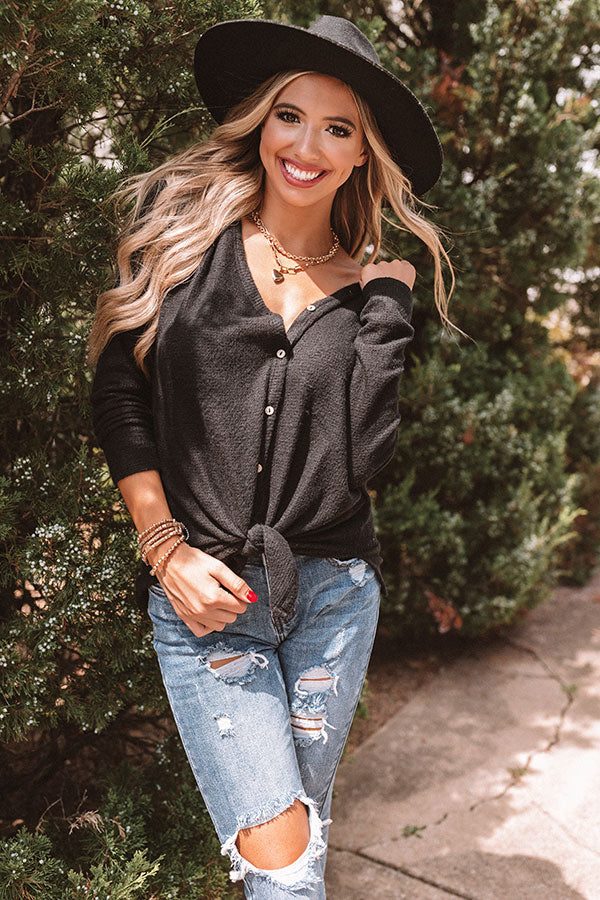 Set Me Free Waffle Knit Top In Black Image - 1