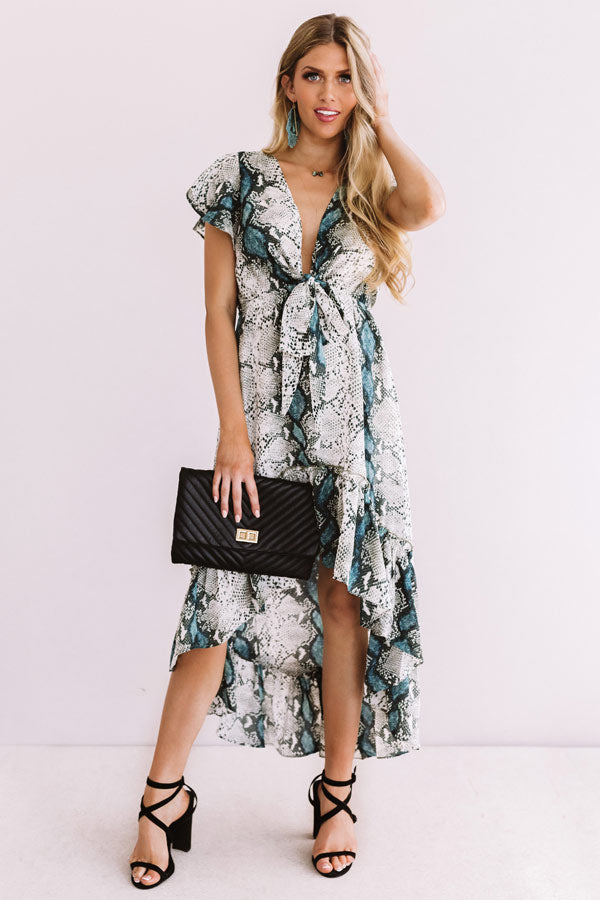Cider In Aspen Ruffle Dress in Snake Print