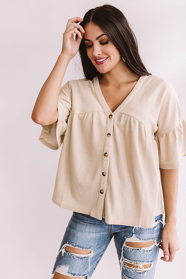 Hold Me Tight Babydoll Top In Stone