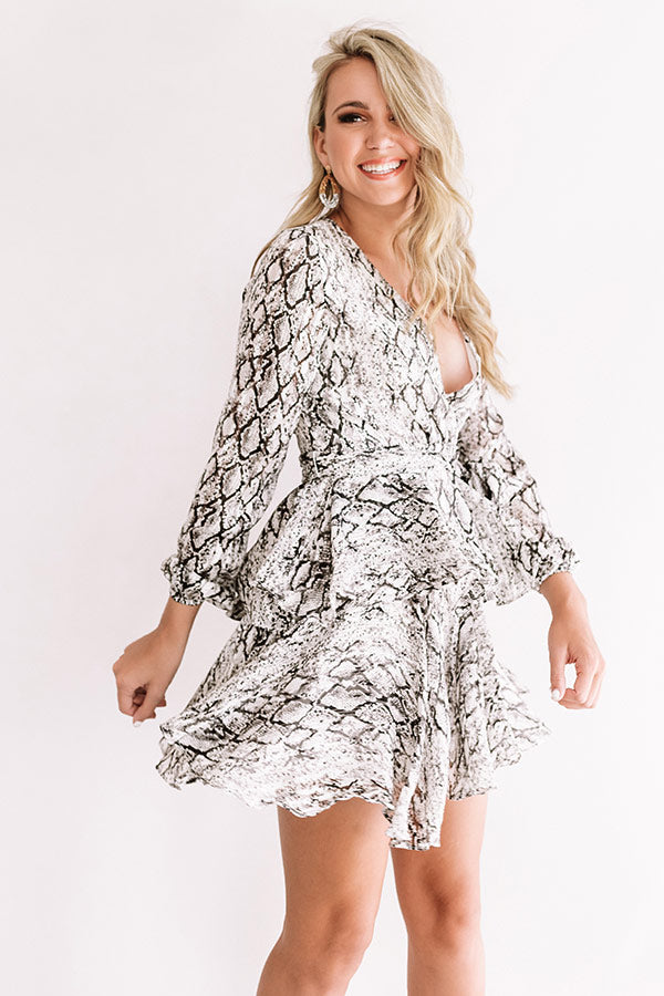 Decide to Dance Snake Print Dress in Grey Image - 2