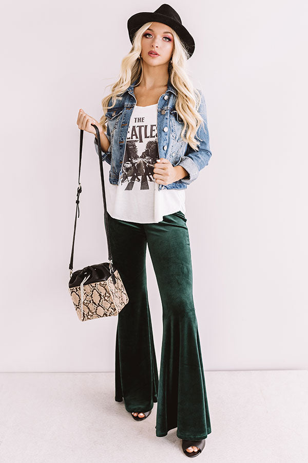 The Stassi High Waist Velvet Flares In Forest