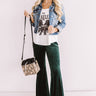 The Stassi High Waist Velvet Flares In Forest Image - 1