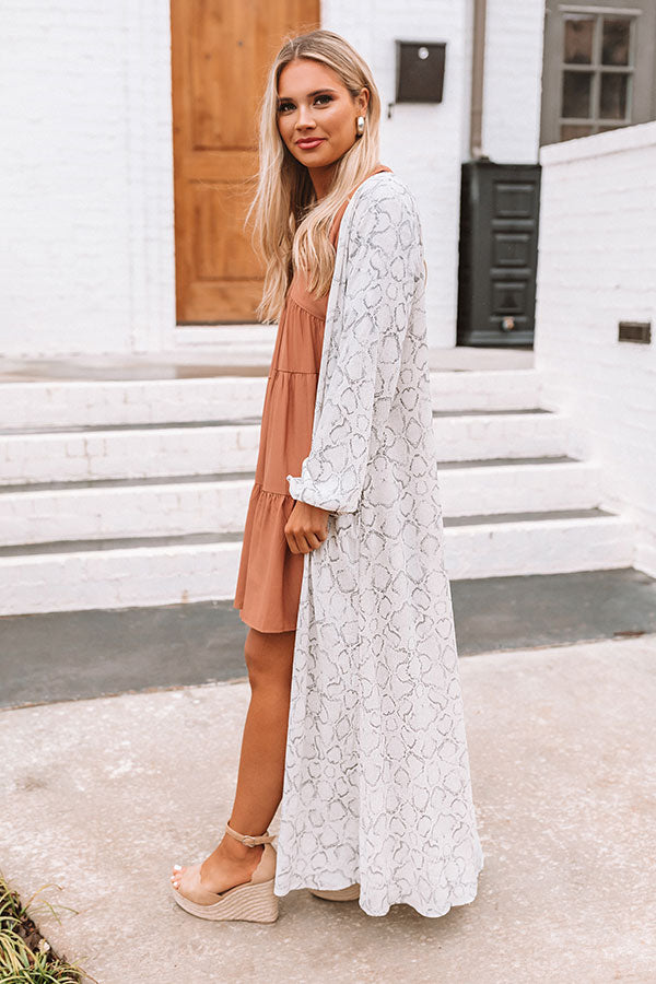 Love In Napa Snake Print Duster In Grey Image - 2