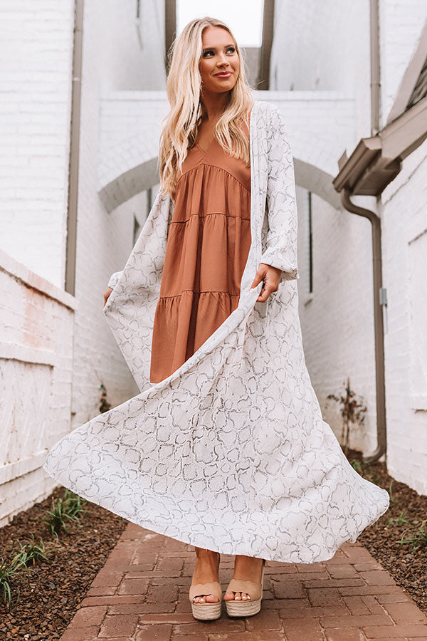 Love In Napa Snake Print Duster In Grey Image - 1