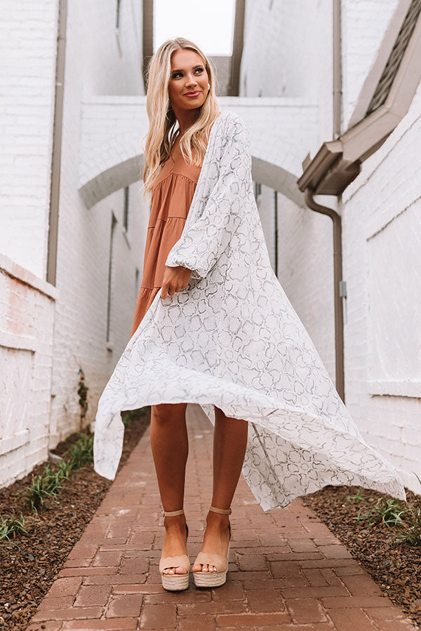Love In Napa Snake Print Duster In Grey Image - 5