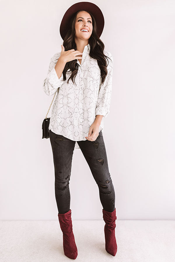 Cider In Aspen Button Up Top In Grey Image - 2
