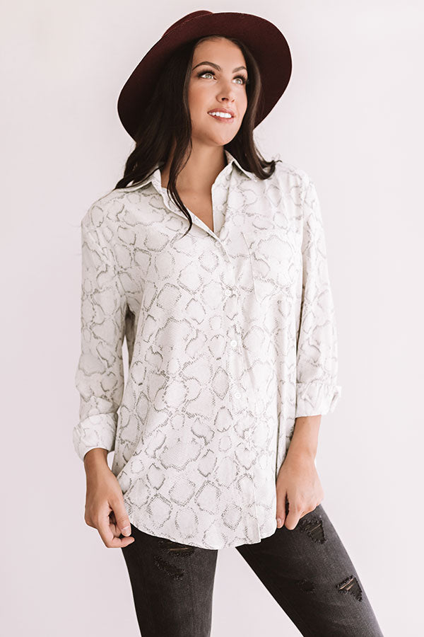 Cider In Aspen Button Up Top In Grey Image - 1