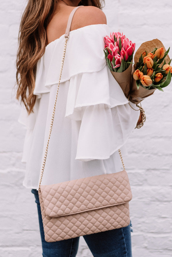 Trendy In The City Clutch In Latte