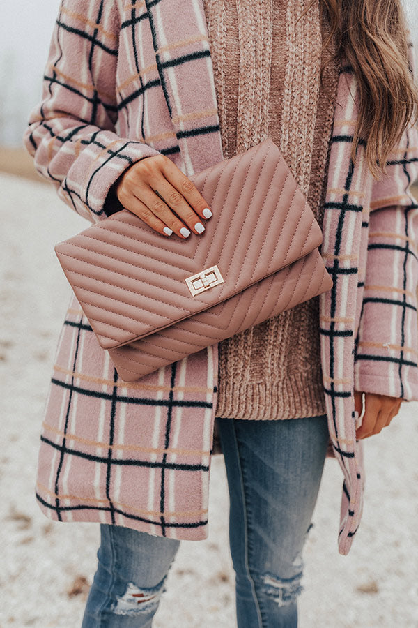 Delicate Details Faux Leather Clutch In Blush