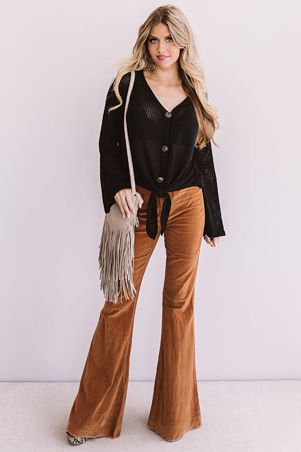 A Wonderful Life Knit Tie Top In Black