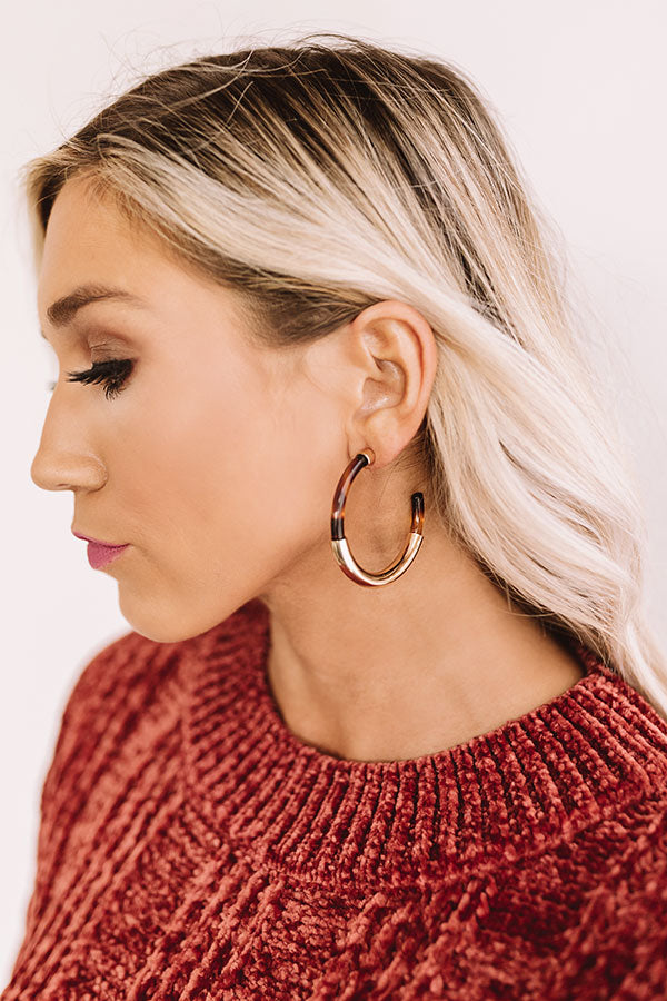 Cider In Aspen Tortoiseshell Hoop Earrings