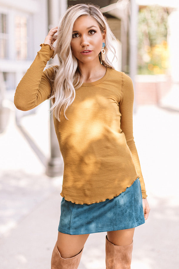 Windy City Night's Ribbed Top In Mustard
