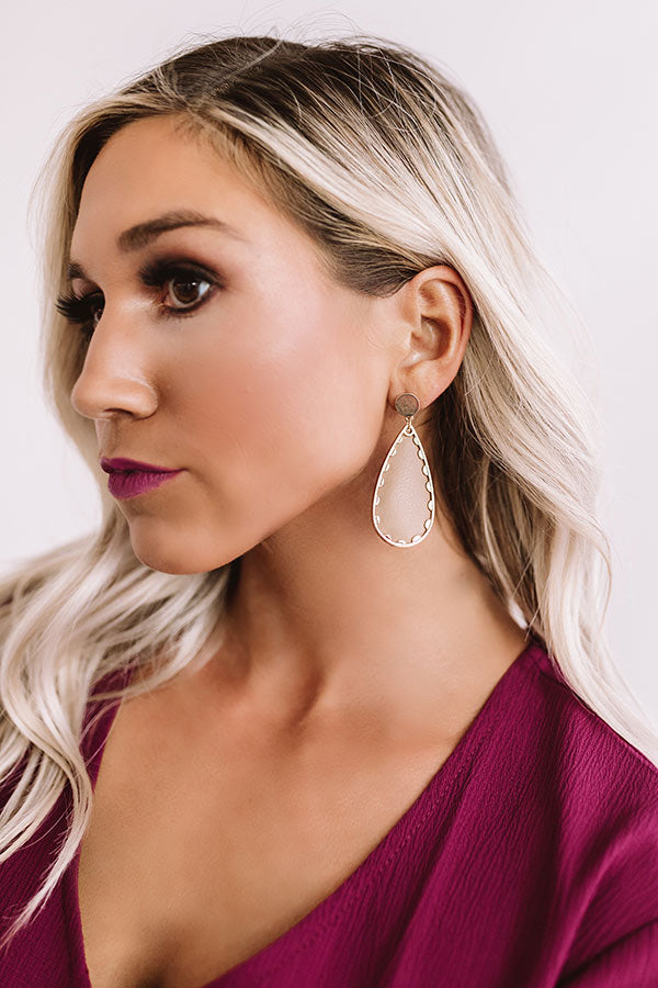 Chardonnay And Chic Faux Leather Earrings in Taupe