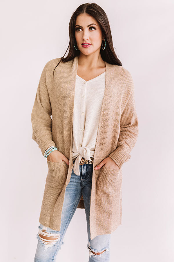 Winter Weekend Knit Cardigan In Iced Latte
