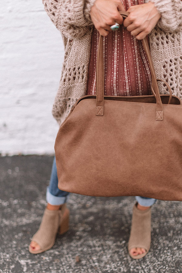 Brooklyn Babe Faux Leather Tote In Mocha