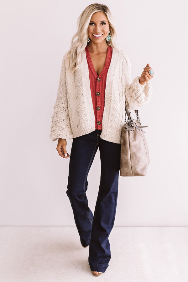 In The Knit Of Time Cardigan In Stone