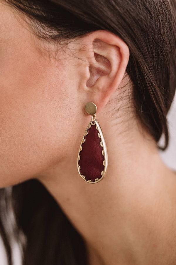 Chardonnay And Chic Faux Leather Earrings in Merlot