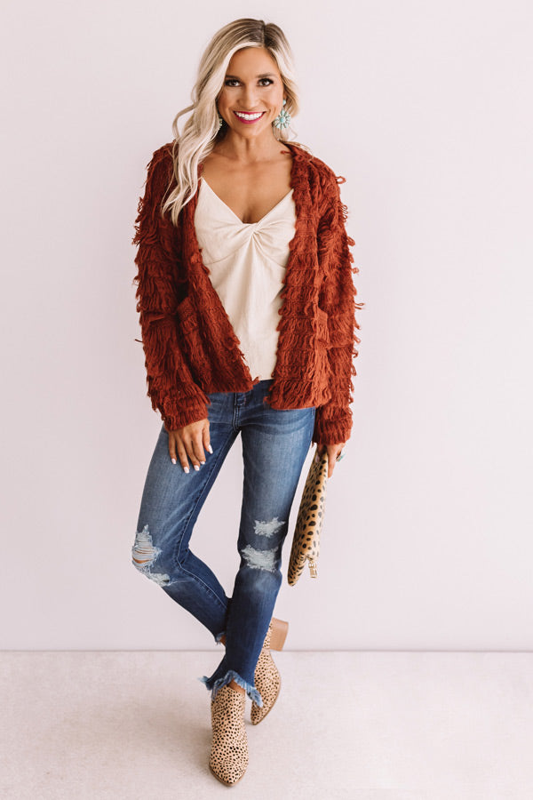 Leave Knit To Me Cardigan In Rust