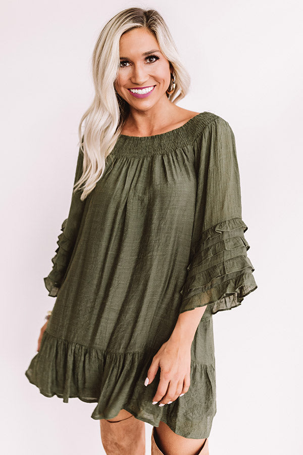 Sweet Sippin' Shift Dress In Army Green Image - 1