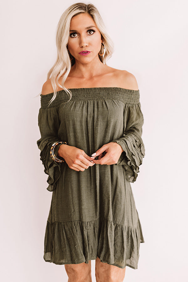 Sweet Sippin' Shift Dress In Army Green Image - 3