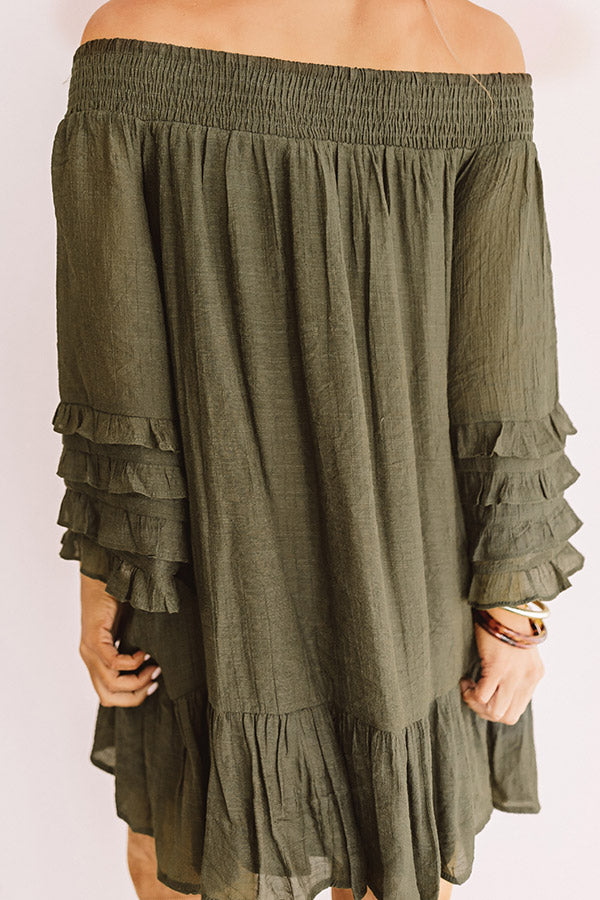 Sweet Sippin' Shift Dress In Army Green Image - 4
