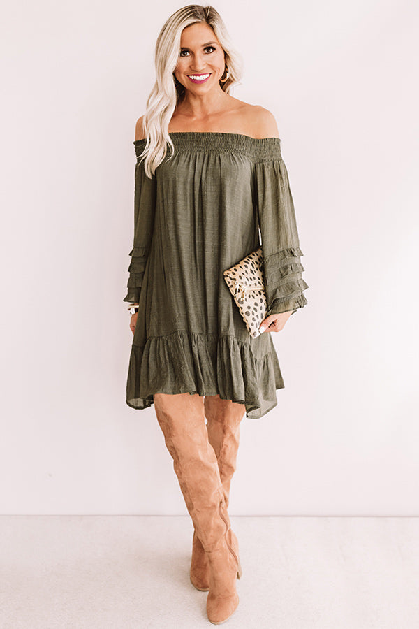 Sweet Sippin' Shift Dress In Army Green Image - 2