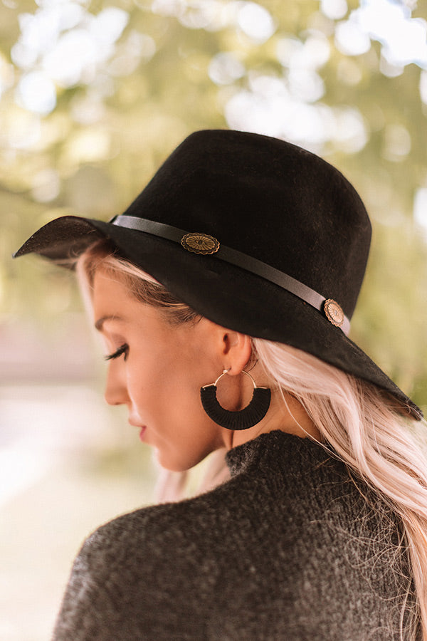 Paris Posh Faux Suede Fan Earrings in Black