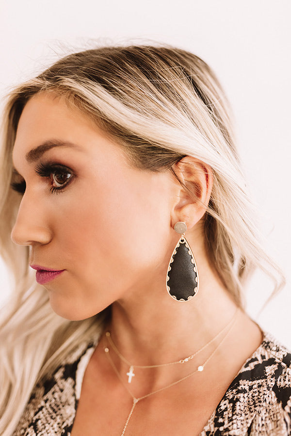 Chardonnay And Chic Faux Leather Earrings in Black