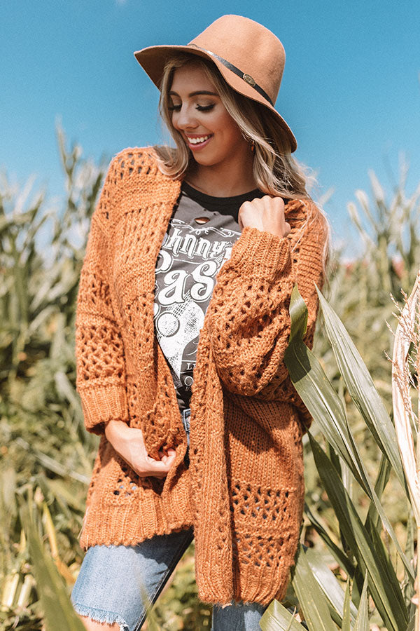 Hot Cocoa By The Fire Knit Cardigan In Camel