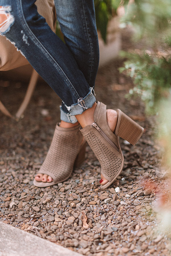The Jillian Peep Toe Bootie In Taupe