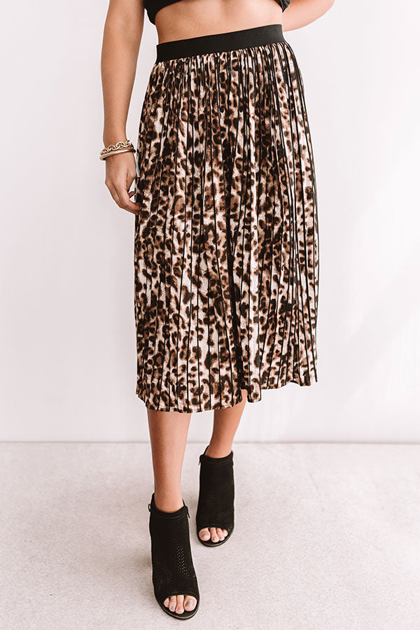Trendy In The City Pleated Leopard Skirt