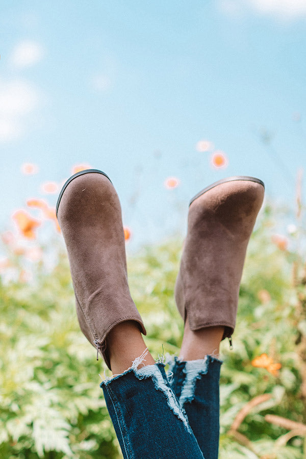 The Macon Faux Suede Bootie In Dark Taupe Image - 1