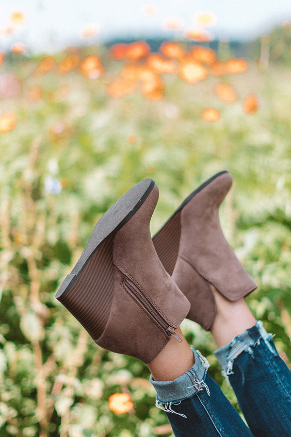 The Macon Faux Suede Bootie In Dark Taupe Image - 2
