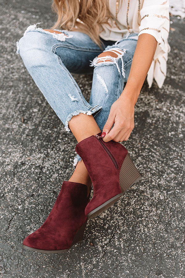 The Macon Faux Suede Bootie In Windsor Wine Image - 1